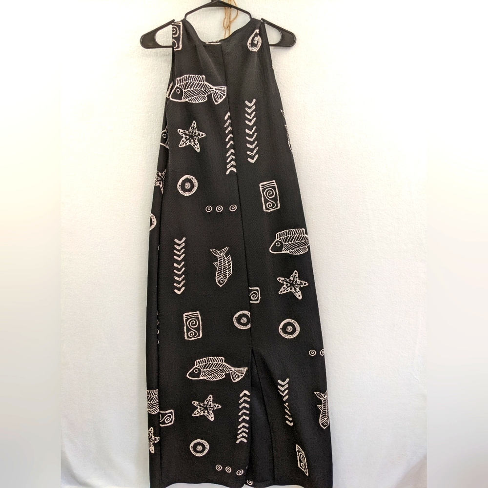 Jamie Nicole Collection black fish print large maxi dress